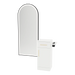 Nova Tower Free Standing Styling Station with Side-Mount Appliance Holder and Black Full-Length Arch Paloma Mirror - Kaemark