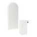Nova Tower Free Standing Styling Station with Side-Mount Appliance Holder and Gold Full-Length Arch Paloma Mirror - Kaemark