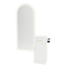 Nova Tower Free Standing Styling Station with Side-Mount Appliance Holder and Gold Full-Length Arch Paloma Mirror - Kaemark