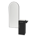 Nova Tower Free Standing Styling Station with Side-Mount Appliance Holder, Solid Surface Countertop, and Black Full-Length Arch Paloma Mirror - Kaemark