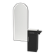 Nova Tower Free Standing Styling Station with Side-Mount Appliance Holder, Solid Surface Countertop, and Black Full-Length Arch Paloma Mirror - Kaemark