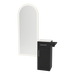 Nova Tower Free Standing Styling Station with Side-Mount Appliance Holder, Solid Surface Countertop, and Gold Full-Length Arch Paloma Mirror - Kaemark