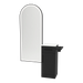 Nova Tower Free Standing Styling Station with Side-Mount Appliance Holder, Solid Surface Countertop, and Black Full-Length Arch Paloma Mirror - Kaemark