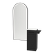 Nova Tower Free Standing Styling Station with Side-Mount Appliance Holder, Solid Surface Countertop, and Black Full-Length Arch Paloma Mirror - Kaemark