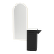Nova Tower Free Standing Styling Station with Side-Mount Appliance Holder, Solid Surface Countertop, and Gold Full-Length Arch Paloma Mirror - Kaemark
