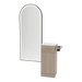 Nova Tower Free Standing Styling Station with Side-Mount Appliance Holder, Solid Surface Countertop, and Black Full-Length Arch Paloma Mirror - Kaemark