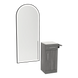 Nova Tower Free Standing Styling Station with Side-Mount Appliance Holder, Solid Surface Countertop, and Black Full-Length Arch Paloma Mirror - Kaemark