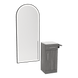 Nova Tower Free Standing Styling Station with Side-Mount Appliance Holder, Solid Surface Countertop, and Black Full-Length Arch Paloma Mirror - Kaemark
