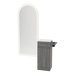 Nova Tower Free Standing Styling Station with Side-Mount Appliance Holder, Solid Surface Countertop, and Gold Full-Length Arch Paloma Mirror - Kaemark