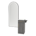 Nova Tower Free Standing Styling Station with Side-Mount Appliance Holder, Solid Surface Countertop, and Black Full-Length Arch Paloma Mirror - Kaemark