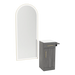 Nova Tower Free Standing Styling Station with Side-Mount Appliance Holder, Solid Surface Countertop, and Gold Full-Length Arch Paloma Mirror - Kaemark