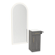 Nova Tower Free Standing Styling Station with Side-Mount Appliance Holder, Solid Surface Countertop, and Gold Full-Length Arch Paloma Mirror - Kaemark