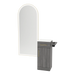 Nova Tower Free Standing Styling Station with Side-Mount Appliance Holder, Solid Surface Countertop, and Gold Full-Length Arch Paloma Mirror - Kaemark