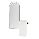Nova Tower Free Standing Styling Station with Side-Mount Appliance Holder, Solid Surface Countertop, and Black Full-Length Arch Paloma Mirror - Kaemark