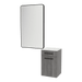 Glo Laminate Wall Mount Styling Station with Solid Surface Countertop, Tilt-Out Appliance Holder, and Westin Rectangle Mirror - Kaemark