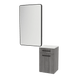 Glo Laminate Wall Mount Styling Station with Solid Surface Countertop, Tilt-Out Appliance Holder, and Westin Rectangle Mirror - Kaemark
