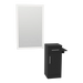 Nova Tower Free Standing Styling Station with Side-Mount Appliance Holder and Silver Rectangle Glo Mirror - Kaemark