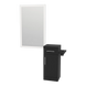 Nova Tower Free Standing Styling Station with Side-Mount Appliance Holder and Silver Rectangle Glo Mirror - Kaemark