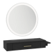 Nova Wall Mount Styling Station with Side-Mount Appliance Holder and Silver Round Glo Mirror - Kaemark