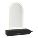 Nova Wall Mount Styling Station with Side-Mount Appliance Holder and Gold Paloma Arch Mirror - Kaemark