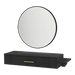 Nova Wall Mount Styling Station with Side-Mount Appliance Holder and Black Round Westin Mirror - Kaemark