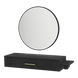 Nova Wall Mount Styling Station with Side-Mount Appliance Holder and Black Round Westin Mirror - Kaemark