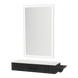 Nova Wall Mount Styling Station with Side-Mount Appliance Holder, Solid Surface Countertop and Silver Rectangle Glo Mirror - Kaemark