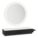 Nova Wall Mount Styling Station with Side-Mount Appliance Holder, Solid Surface Countertop, and Silver Round Glo Mirror - Kaemark