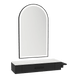 Nova Wall Mount Styling Station with Side-Mount Appliance Holder, Solid Surface Countertop, and Black Arch Paloma Mirror - Kaemark