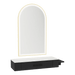 Nova Wall Mount Styling Station with Side-Mount Appliance Holder, Solid Surface Countertop and Gold Paloma Arch Mirror - Kaemark