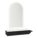 Nova Wall Mount Styling Station with Side-Mount Appliance Holder, Solid Surface Countertop and Gold Paloma Arch Mirror - Kaemark