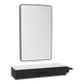Nova Wall Mount Styling Station with Side-Mount Appliance Holder, Solid Surface Countertop, and Black Rectangle Westin Mirror - Kaemark