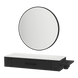 Nova Wall Mount Styling Station with Side-Mount Appliance Holder, Solid Surface Countertop, and Black Round Westin Mirror - Kaemark
