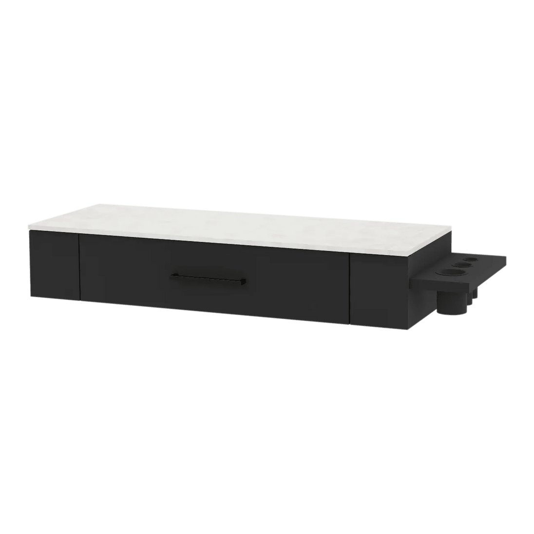 Nova Wall Mount Styling Station with Side-Mount Appliance Holder and Solid Surface Countertop (Cabinet Only) - Kaemark