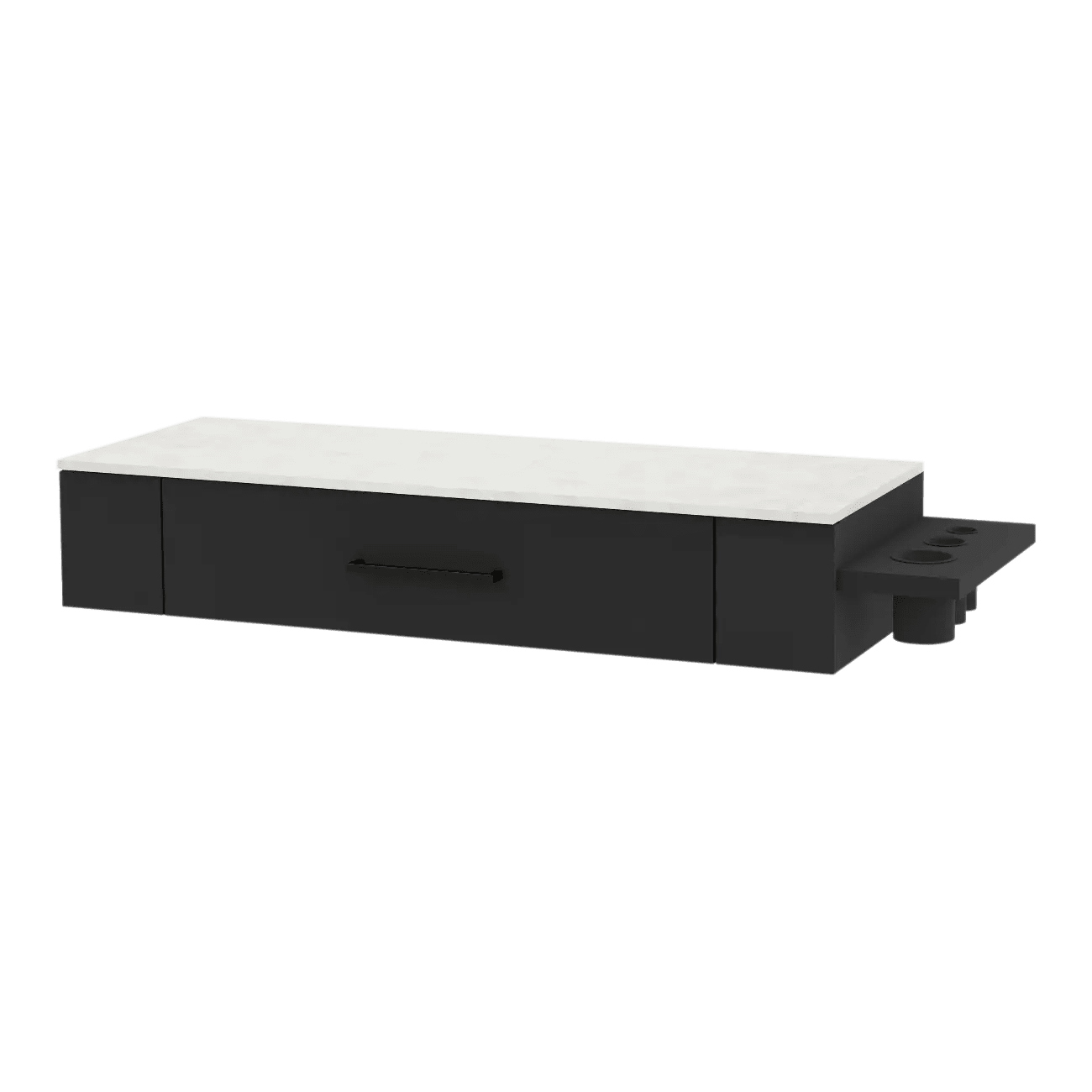 Nova Wall Mount Styling Station with Side-Mount Appliance Holder and Solid Surface Countertop (Cabinet Only) - Kaemark