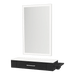 Nova Wall Mount Styling Station with Side-Mount Appliance Holder, Solid Surface Countertop and Silver Rectangle Glo Mirror - Kaemark