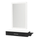 Nova Wall Mount Styling Station with Side-Mount Appliance Holder, Solid Surface Countertop and Silver Rectangle Glo Mirror - Kaemark