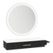 Nova Wall Mount Styling Station with Side-Mount Appliance Holder, Solid Surface Countertop, and Silver Round Glo Mirror - Kaemark
