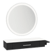 Nova Wall Mount Styling Station with Side-Mount Appliance Holder, Solid Surface Countertop, and Silver Round Glo Mirror - Kaemark