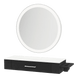 Nova Wall Mount Styling Station with Side-Mount Appliance Holder, Solid Surface Countertop, and Silver Round Glo Mirror - Kaemark