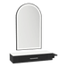 Nova Wall Mount Styling Station with Side-Mount Appliance Holder, Solid Surface Countertop, and Black Arch Paloma Mirror - Kaemark