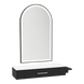 Nova Wall Mount Styling Station with Side-Mount Appliance Holder, Solid Surface Countertop, and Black Arch Paloma Mirror - Kaemark