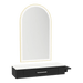 Nova Wall Mount Styling Station with Side-Mount Appliance Holder, Solid Surface Countertop and Gold Paloma Arch Mirror - Kaemark