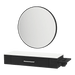 Nova Wall Mount Styling Station with Side-Mount Appliance Holder, Solid Surface Countertop, and Black Round Westin Mirror - Kaemark