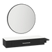Nova Wall Mount Styling Station with Side-Mount Appliance Holder, Solid Surface Countertop, and Black Round Westin Mirror - Kaemark