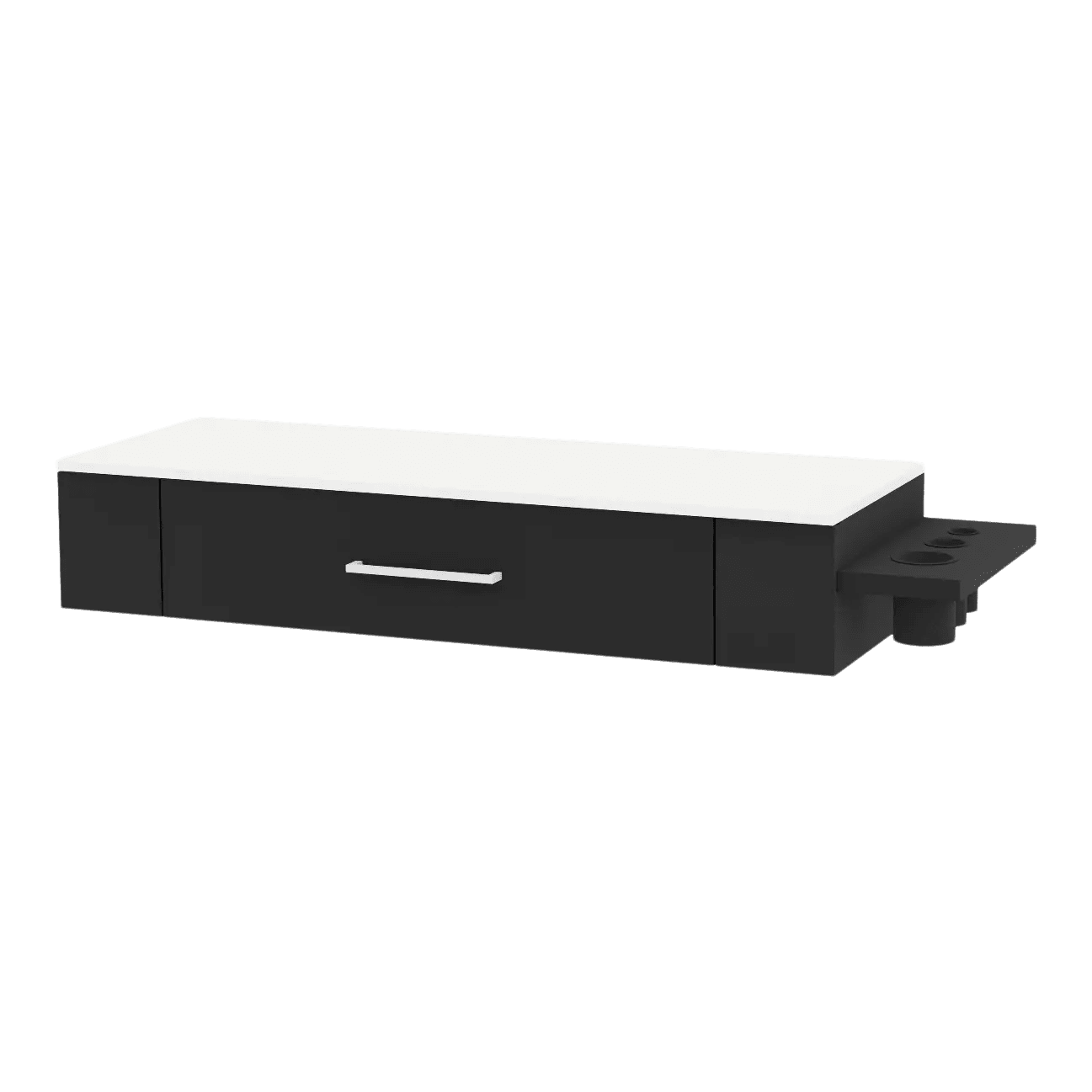 Nova Wall Mount Styling Station with Side-Mount Appliance Holder and Solid Surface Countertop (Cabinet Only) - Kaemark