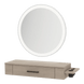 Nova Wall Mount Styling Station with Side-Mount Appliance Holder and Silver Round Glo Mirror - Kaemark