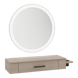 Nova Wall Mount Styling Station with Side-Mount Appliance Holder and Silver Round Glo Mirror - Kaemark