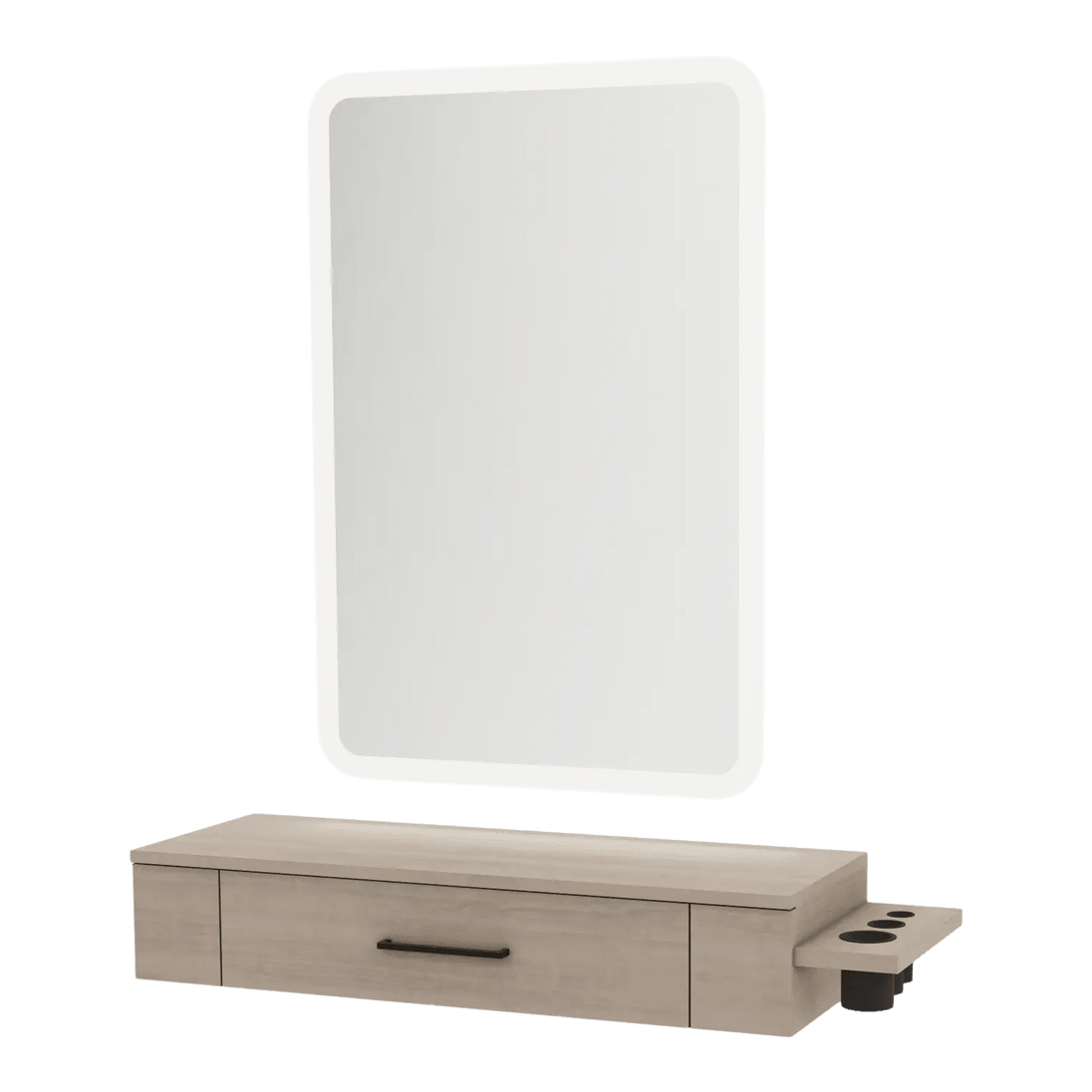 Nova Wall Mount Styling Station with Side-Mount Appliance Holder and Illuminate LED Mirror - Kaemark