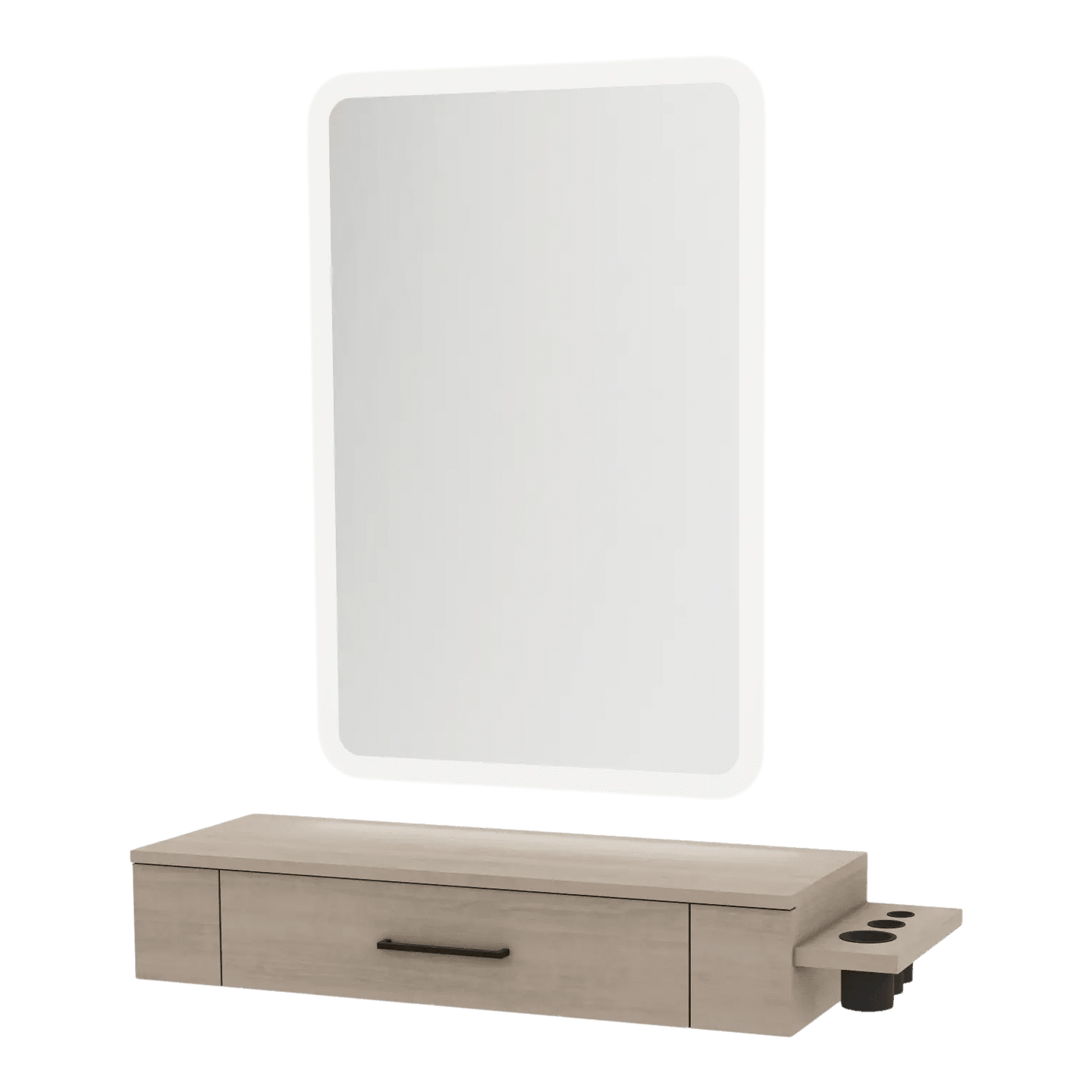 Nova Wall Mount Styling Station with Side-Mount Appliance Holder and Illuminate LED Mirror - Kaemark